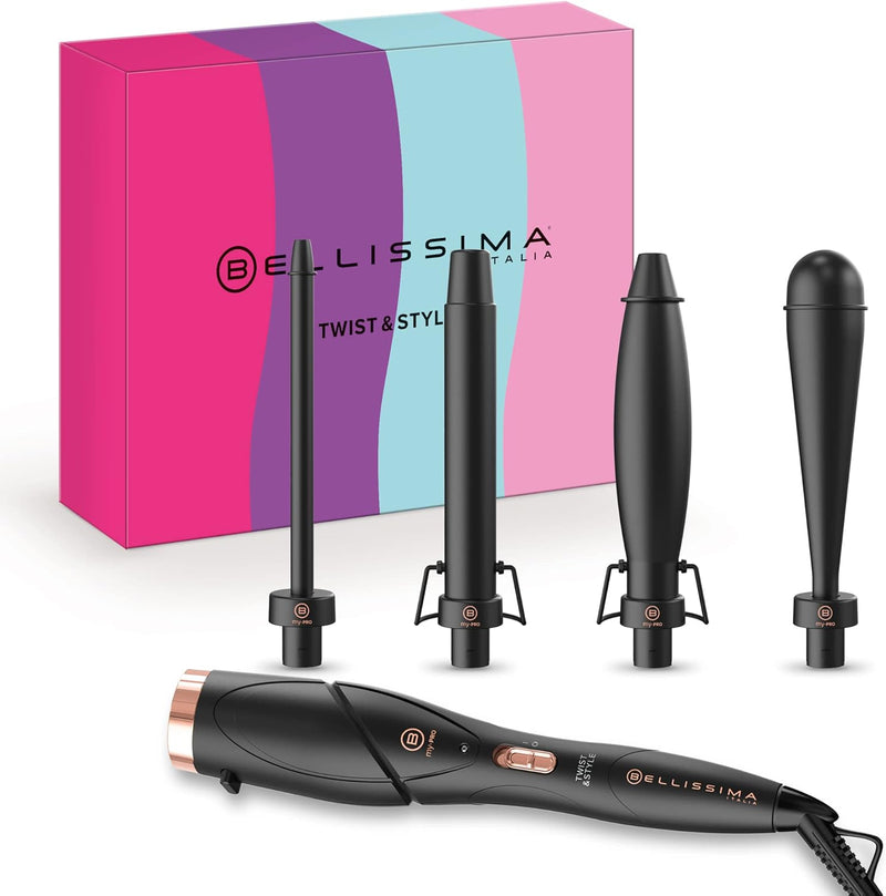 Bellissima Twist & Style, Lockenstab, Griff + 4 Zubehörteile für Locken und Wellen, automatische Tem