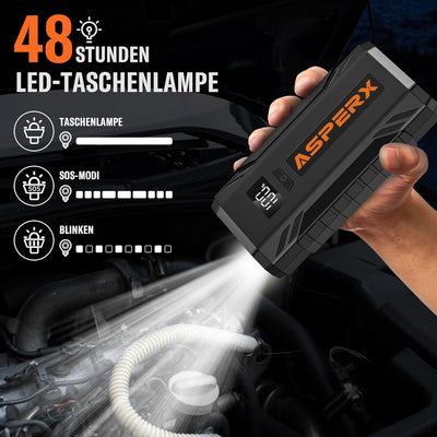 ASPERX Starthilfe Powerbank 2000A Spitze Auto Starthilfe Powerbank 12V Booster Auto Starthilfe (Bis