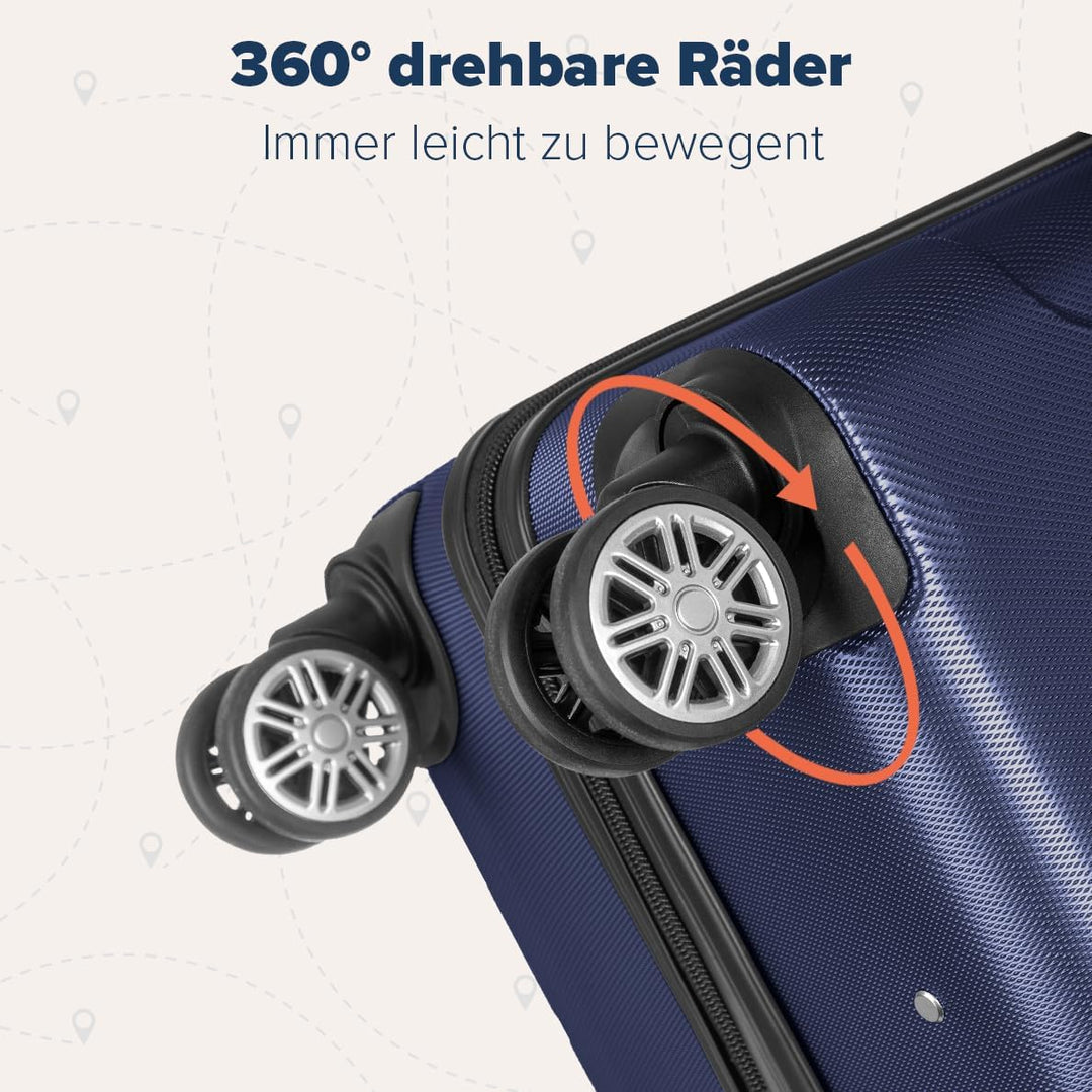 TRVLMORE Kofferset 3 Teilig Hartschale - Koffer & Trolleys Set - Reisekoffer Set 3 Teilig - Koffer S