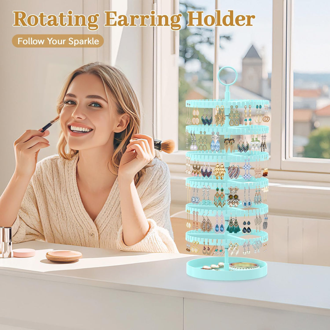 Drehender Ohrring Ständer Halter Organizer Display mit Metalltablett, 6-Stufiger Ladies Verstellbare