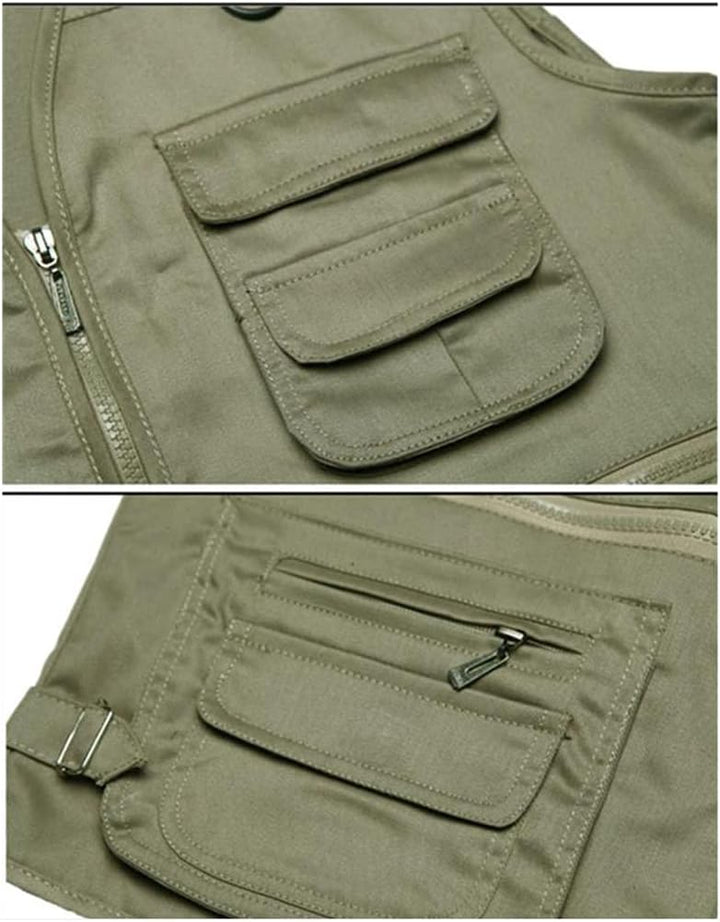 Herren Outdoor Ärmellos Weste Freizeit Angler Camping Wandern Weste mit Vielen Praktischen Taschen X