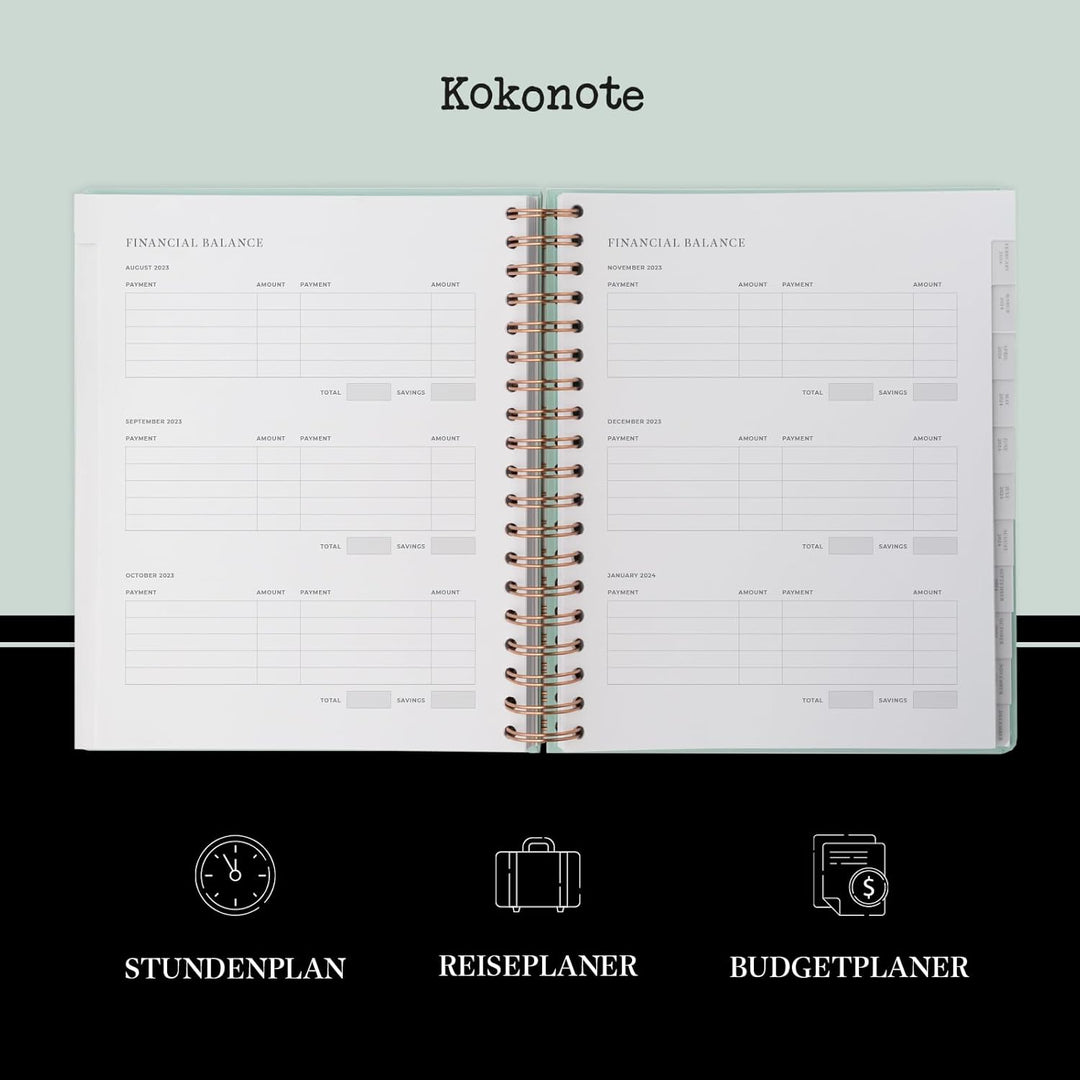 Kokonote Planer 2023 2024 - Big Size Kalender 2024 Buchkalender Lumiere Marine Studienplaner 2023/20