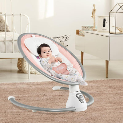 COSTWAY Elektrische Babywippe, Babyschaukel mit 5 Schaukelstufen, 3-Stufen-Timer-Funktion, 5-Punkt-S