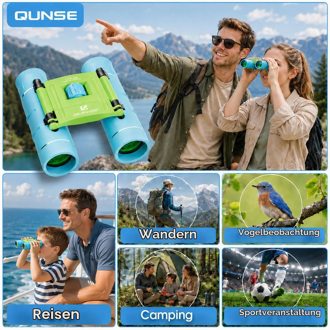 QUNSE 10x25 Mini Kleines Fernglas Erwachsene Klein Ferngläser für Vogels Hiking en buitenleven Marin