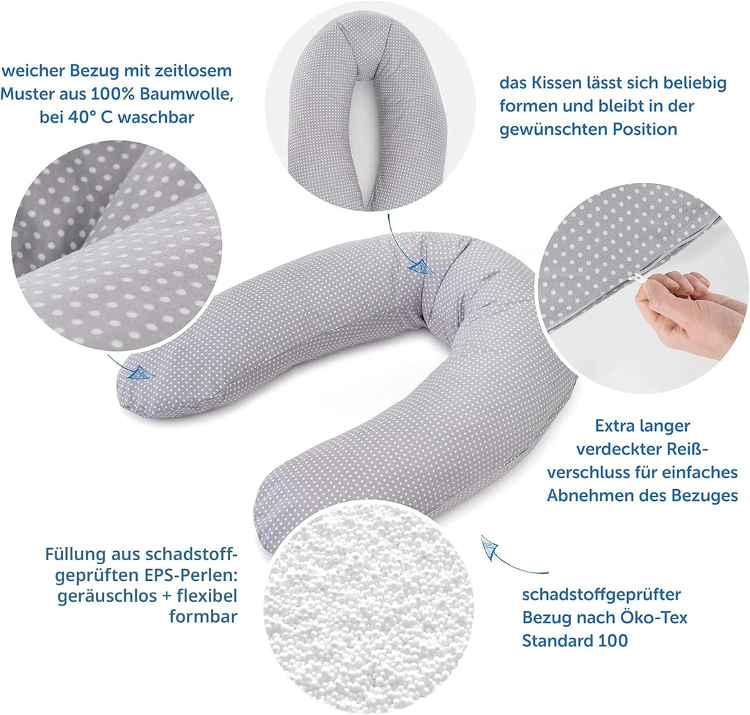 Theraline Stillkissen & Schwangerschaftskissen Dodo Pillow Premium - 180 cm inkl. Bezug aus Baumwoll