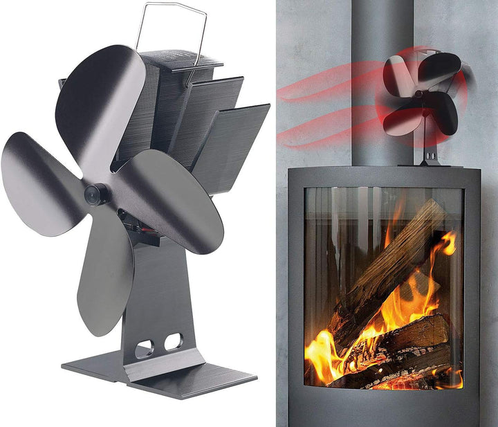 Carlo Milano Ofenlüfter: Stromloser Kaminofen-Ventilator mit 4 Lüfter-Blättern, für 65-345 °C (Wärme