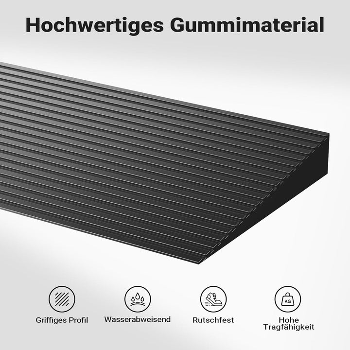 Türschwellenrampe 35x200x900mm für Rollstuhl & Rollator, Vollgummi, rutschfeste Oberfläche, kürzbar