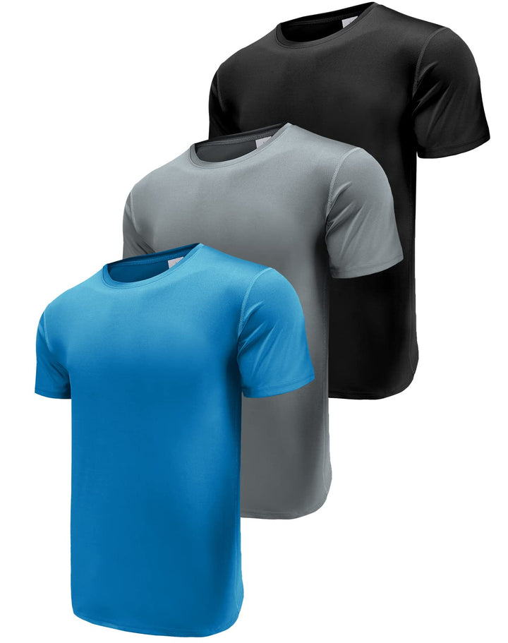 Boyzn 3er Pack Sport Tshirts Herren Kurzarm T-Shirts Funktionsshirt Laufshirt Schnelltrocknend Atmun