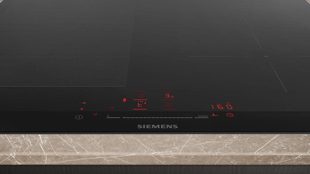 Siemens EX675HEC1E iQ700, Smartes Induktionskochfeld, 60 cm, Schwarz, Mit Rahmen aufliegend, varioIn