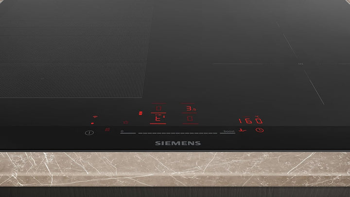 Siemens EX675HEC1E iQ700, Smartes Induktionskochfeld, 60 cm, Schwarz, Mit Rahmen aufliegend, varioIn