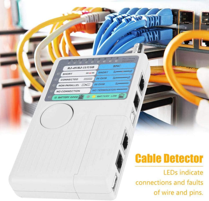 Oumefar 4 in 1 Netzwerk Kabel Tester RJ11 RJ45 USB BNC LAN tragbarer Netzwerkkabeltester Remote-Netz