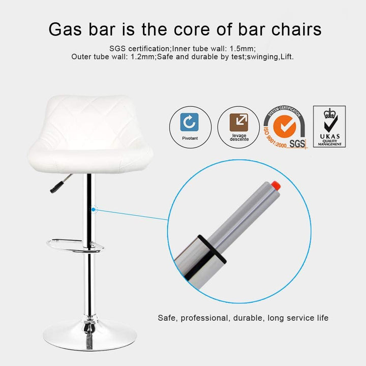Flyelf 2er Set Barhocker mit Lehne,Kunstleder Tresenhocker 360° Drehbar,Höhenverstellbar 59cm-79cm (