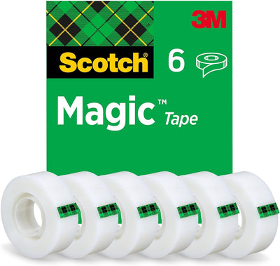 Scotch Magic Invisible Tape, 19 mm x 33 m, 6 rolls & Scotch Tischabroller schwarz – Klebebandabrolle