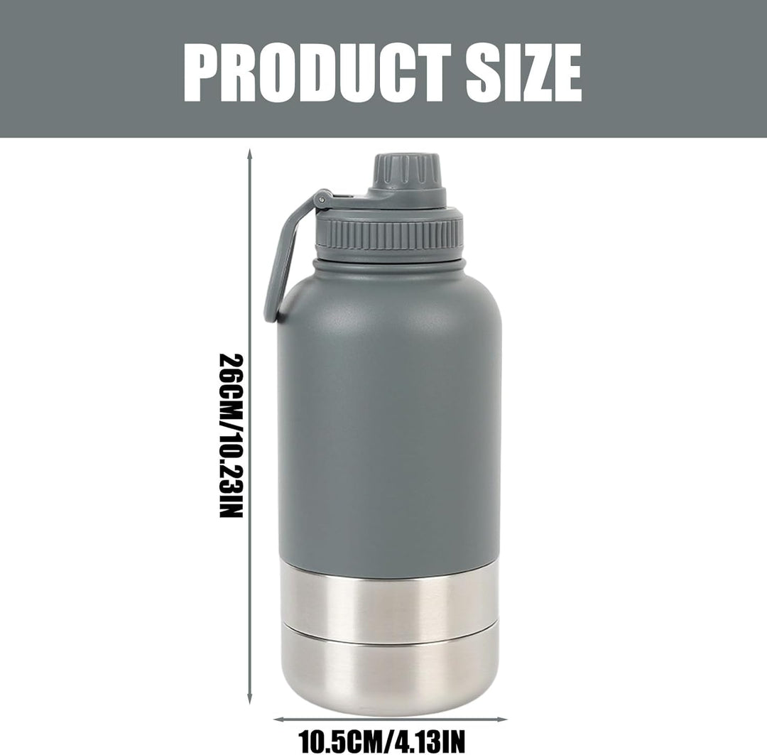 Trinkflasche Hunde für Unterwegs 950ml – Isolierte Edelstahl Hundetrinkflasche Wasserflasche mit Fut