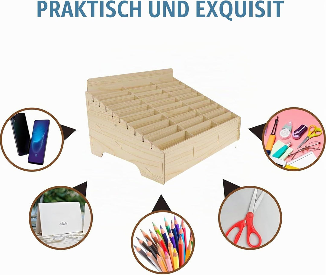 Awleynz 30 Gitter Handygarage Schule, Handy Hotel Aufbewahrungsbox Holz, Multi-Grid-Aufbewahrungsbox