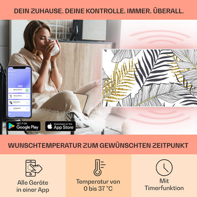 Klarstein Air Art Smart Infrarotheizung, Infrarot Heizung mit IoT/WiFi App-Steuerung, Erkennung Offe