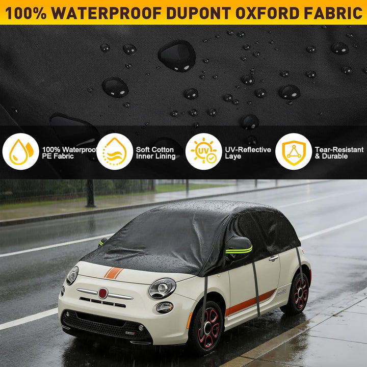 Halbe Autoabdeckung Ersatz Passend für FIAT 500 Abarth 595 (2010-2025), Sonnenfest Hälfte Halbgarage