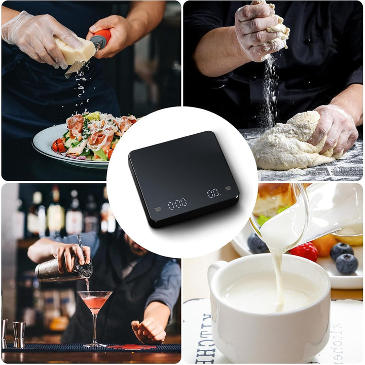 Digitale Kaffeewaage mit Timer, Espressowaage 3 kg/0,1 g, Präzisionswaage, Hohe Präzision, Wiederauf