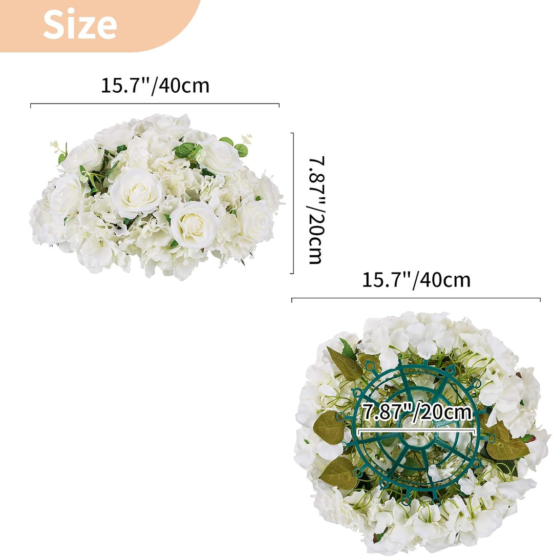 NUPTIO Blumenkugel Arrangement Strauss 10 Stück 40cm Durchmesser Weiss Gefälschte Blumen Rosen Kugel