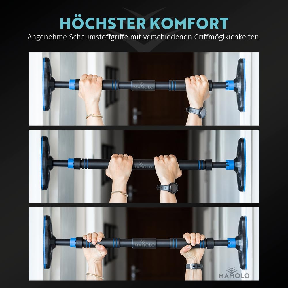 MAMOLO - Klimmzugstange für Türrahmen 65-100 cm | Ohne Bohren | Hohe Stabilität | Modernes Design –