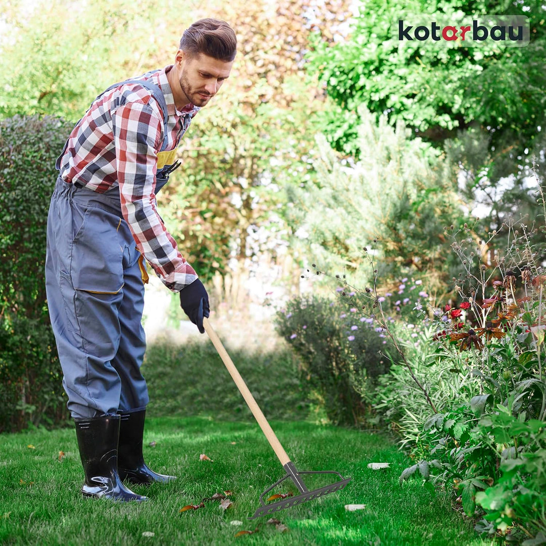 KOTARBAU® Laubrechen - 26 cm - Metall Rechen für Gras &amp; Laub - ohne Holzstiel - Gartenrechen - Rasen