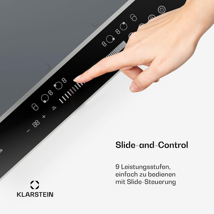 Klarstein DualTone Flex Induktionskochfeld - 4-Zonen Induktionsherd, 7200 W, Flex-Zonen &amp; Thermoboos