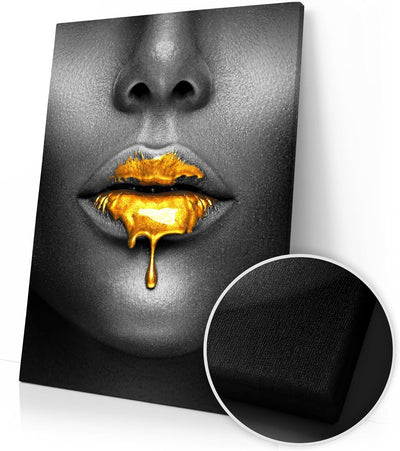 Artmazing | Goldene Lippen Bild | Poster & Kunstdrucke | Bild Hochkant | Pop Art Bilder Leinwand | S