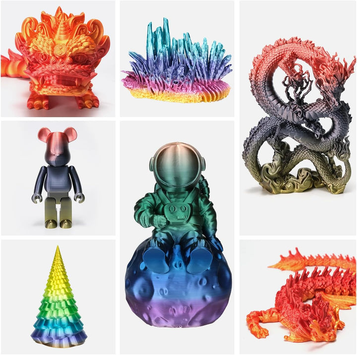 eSUN Silk Rainbow PLA Filament 1.75mm, Silky Multicolored 3D Drucker Filament PLA, Farbverlauf wechs