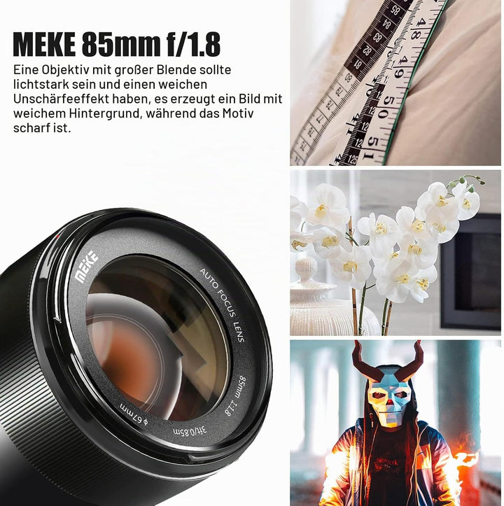 Meike 85 mm F1.8 Vollformat Autofokus Medium Telefon Portrait Objektiv Kompatibel mit Canon EOS EF M