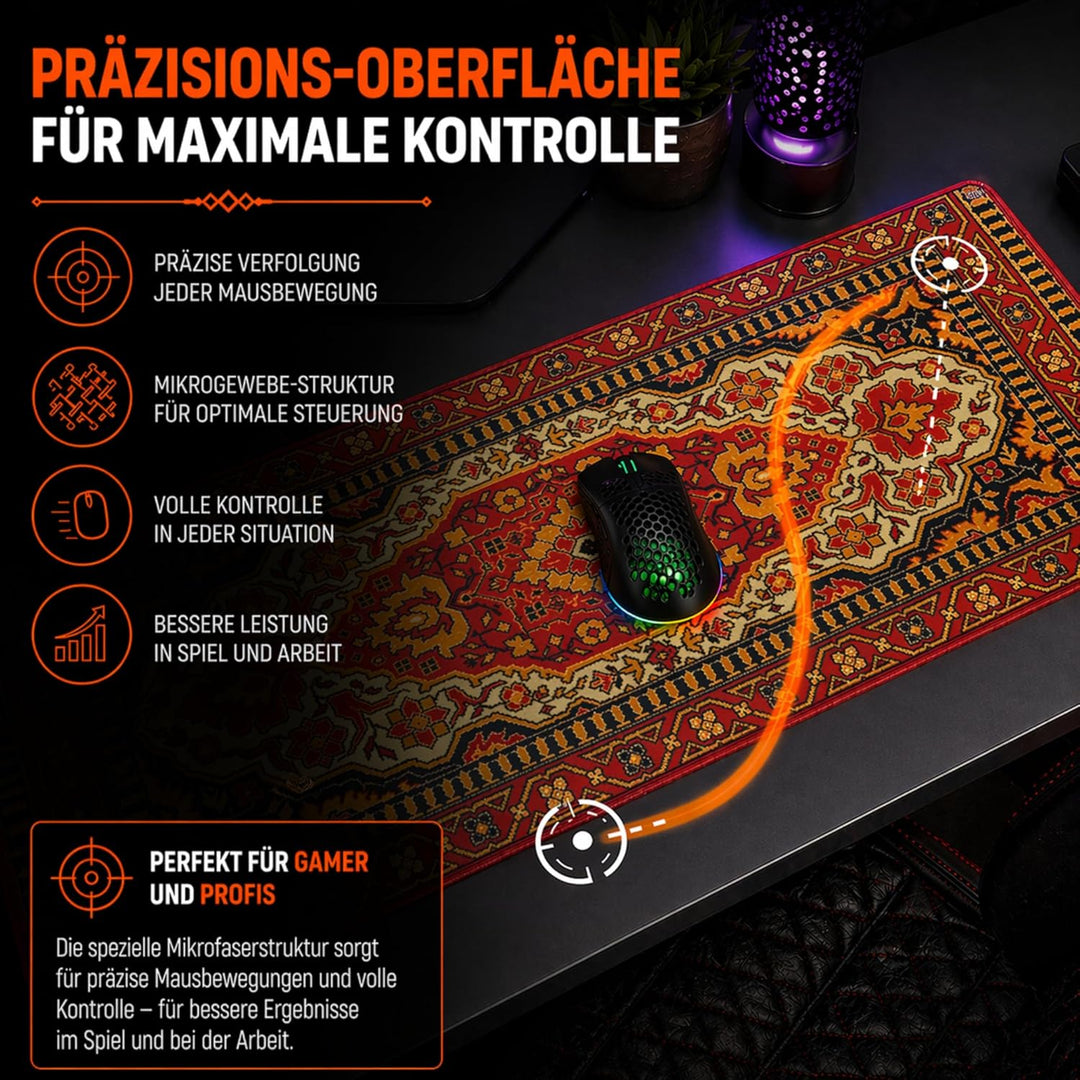 KRUX Space Carpet XXL, Mauspad, Teppichmuster, 400 x 970 mm, leichtgängige Mausführung, Kantenbesatz