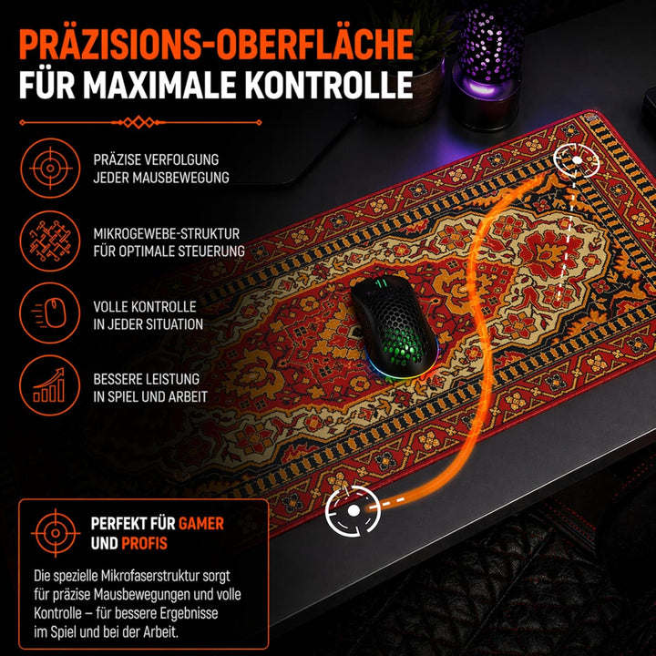 KRUX Space Carpet XXL, Mauspad, Teppichmuster, 400 x 970 mm, leichtgängige Mausführung, Kantenbesatz