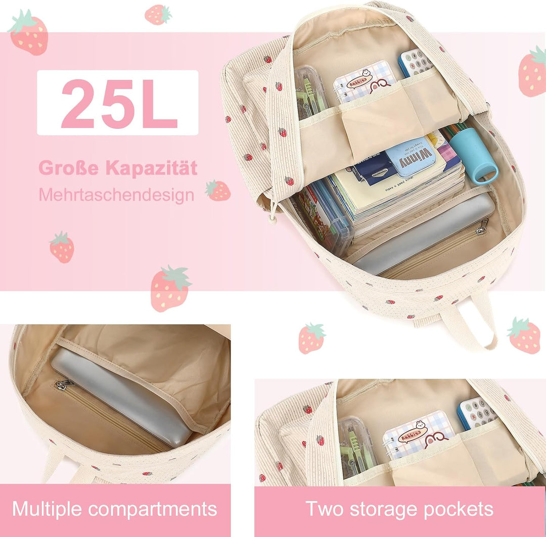 LEDAOU Rucksack für Teenager Mädchen Schulrucksack grosse Büchertaschen Grundschule High School Cord