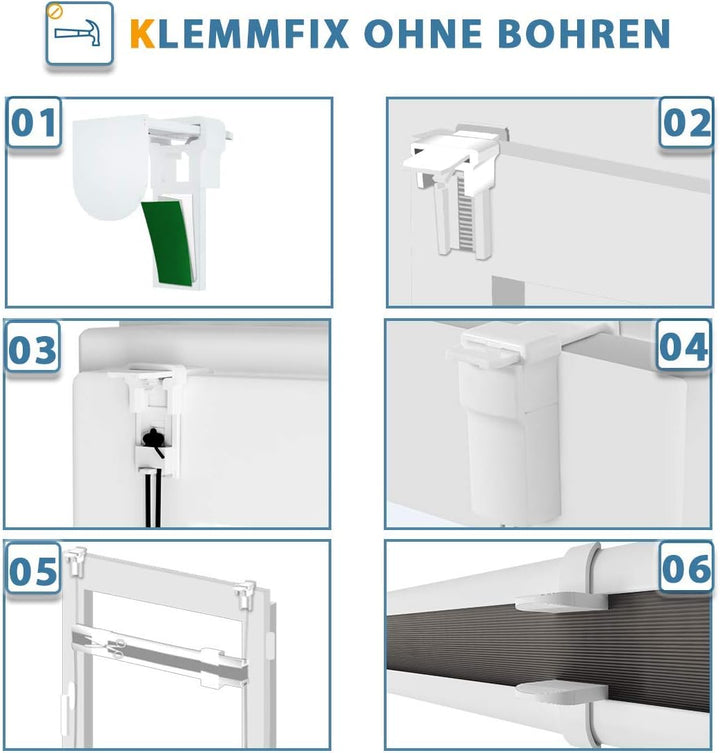 Allesin Plissee ohne Bohren Plissees Klemmfix Creme 35x80cm(BxH), Plisseerollo Faltrollo mit Klemmtr