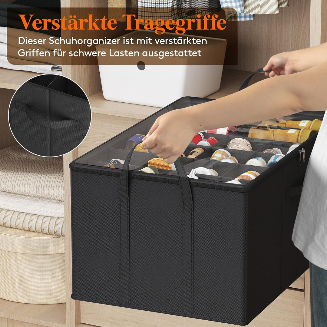 Lifewit Grosser Schuhorganizer für den Kleiderschrank, Faltbarer Schuhkarton mit durchsichtigem Deck