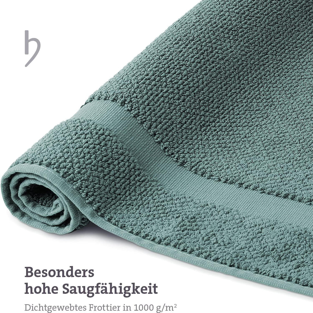 herzbach home Badvorleger Set 100% Baumwolle | Duschvorleger | 1.000 g/m² | Saugfähig | Waschbar (Oz