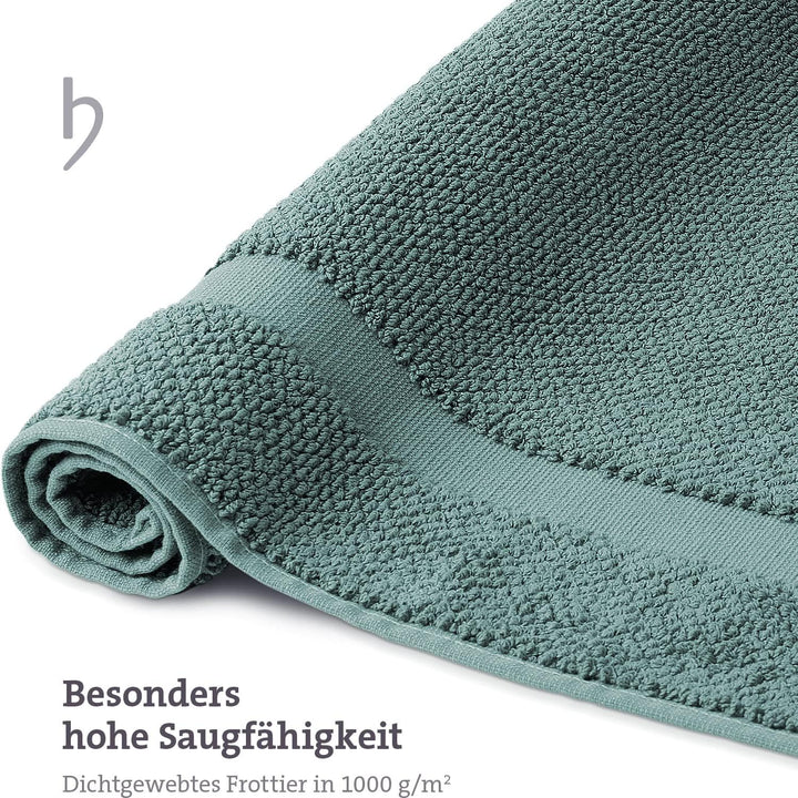 herzbach home Badvorleger Set 100% Baumwolle | Duschvorleger | 1.000 g/m² | Saugfähig | Waschbar (Oz