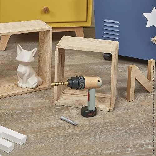 Janod - Mein erstes Konstruktionsspiel - FSC-Holzbohrmaschine - Rollenspielzeug - 2 magnetische Werk