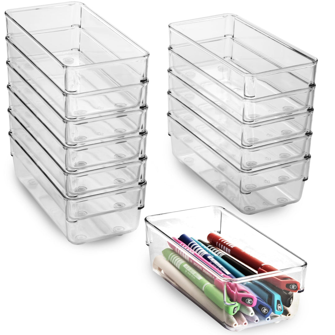 12x Schubladen Ordnungssystem 16x8 cm klar transparent 5,5 cm hoch Antislip - Organizer für Schminkt