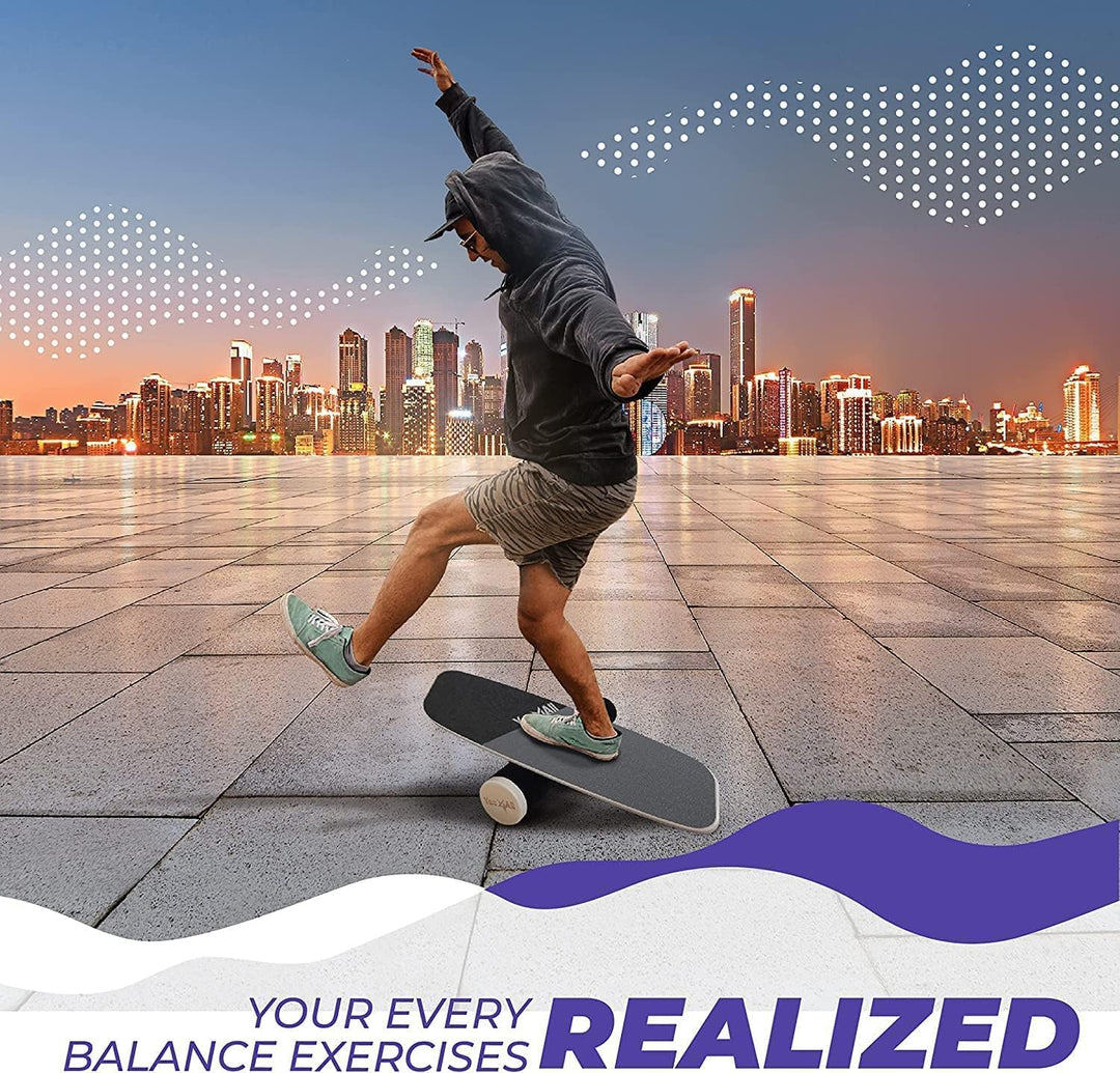 Yes4All Indoorboard aus Holz, Surf Balance Board mit glatter Oberfläche und Rolle für alle Trainings