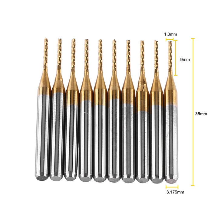 10 stücke Hartmetall Schaftfräser Coat Fräser Gravur Bits Rotary Grate Set 3,175mm x 1mm 38x3.175x1m