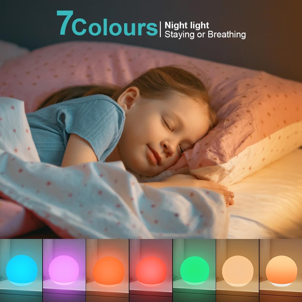 White Noise Machine, Tragbare Baby-Einschlafhilfe, Einschlafhilfe 24 Geräuschen mit 4 süssen Aufkleb