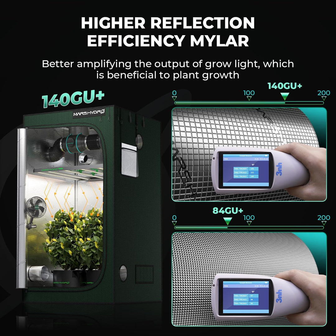 MARS HYDRO 3.3x3.3 Grow Tent Pro, 39"x39"x71" 2000D Thickened Polyester Canvas & High Reflective Myl