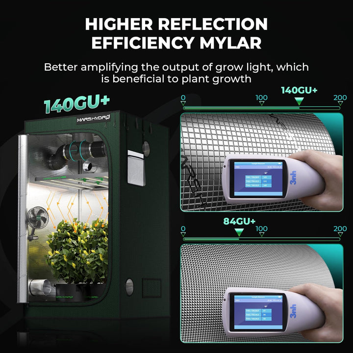 MARS HYDRO 3.3x3.3 Grow Tent Pro, 39"x39"x71" 2000D Thickened Polyester Canvas & High Reflective Myl