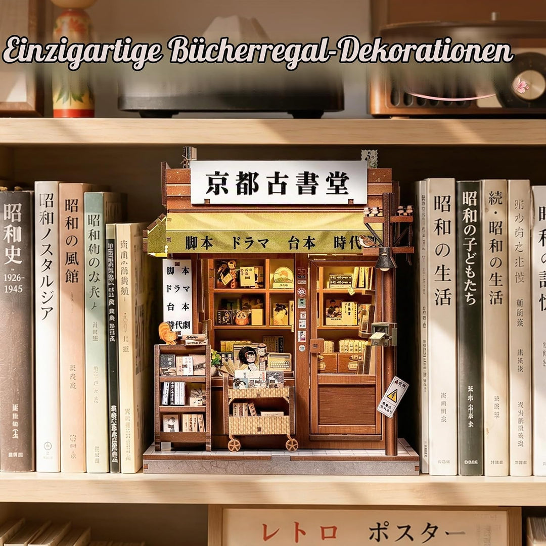 Fsolis Book Nook Japan Kit Antiquariat von Kyoto 3D Holz Puzzle | Miniaturhaus, Japanisches Puppenha