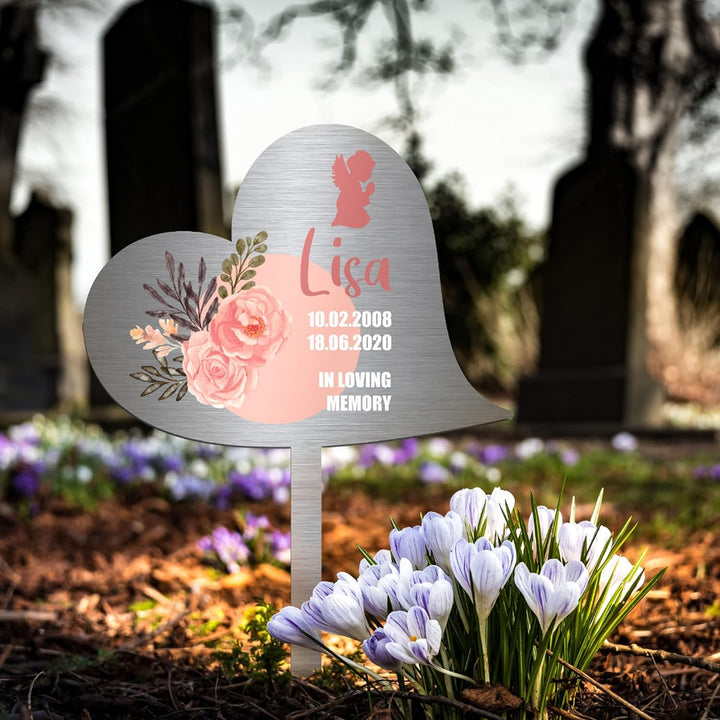 CHRISCK design Edelstahl Grabstecker - Blumenstecker - Gartenstecker | Personalisierte Metall Grabde