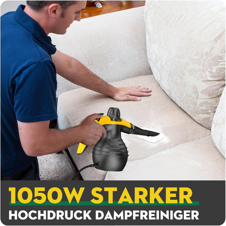 Dampfreiniger, 1050W Hochleistung Dampfreiniger Handgerät, Mit 9 speziellen Fleckenentfernungszubehö
