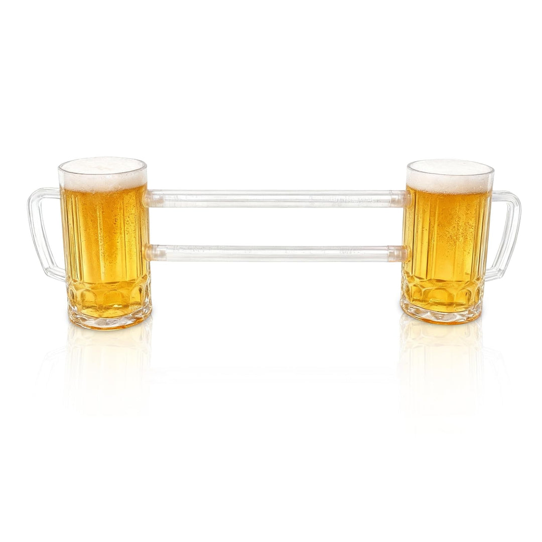 430ml Doppel Verbundenes Bierglas, Acryl-Bierbecher Anti-Drop Bierkrug mit Griff für Bar KTV