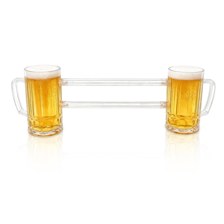 430ml Doppel Verbundenes Bierglas, Acryl-Bierbecher Anti-Drop Bierkrug mit Griff für Bar KTV