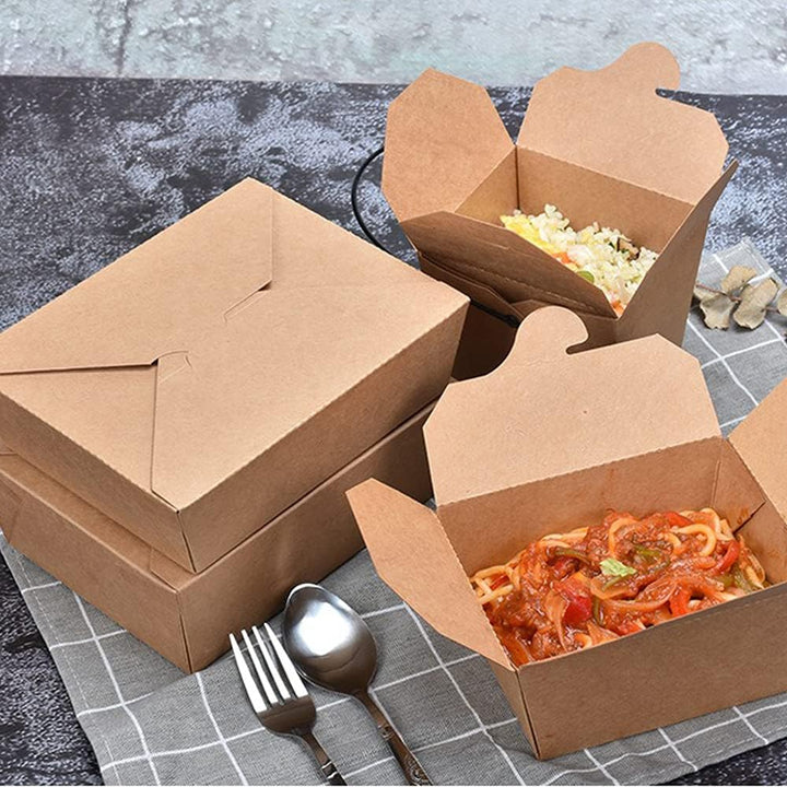Kraftpapier Lunchbox, 25 Stücke Kraftkarton Snackboxen, Take Away Box, Öl und Wasserdicht, für Sandw