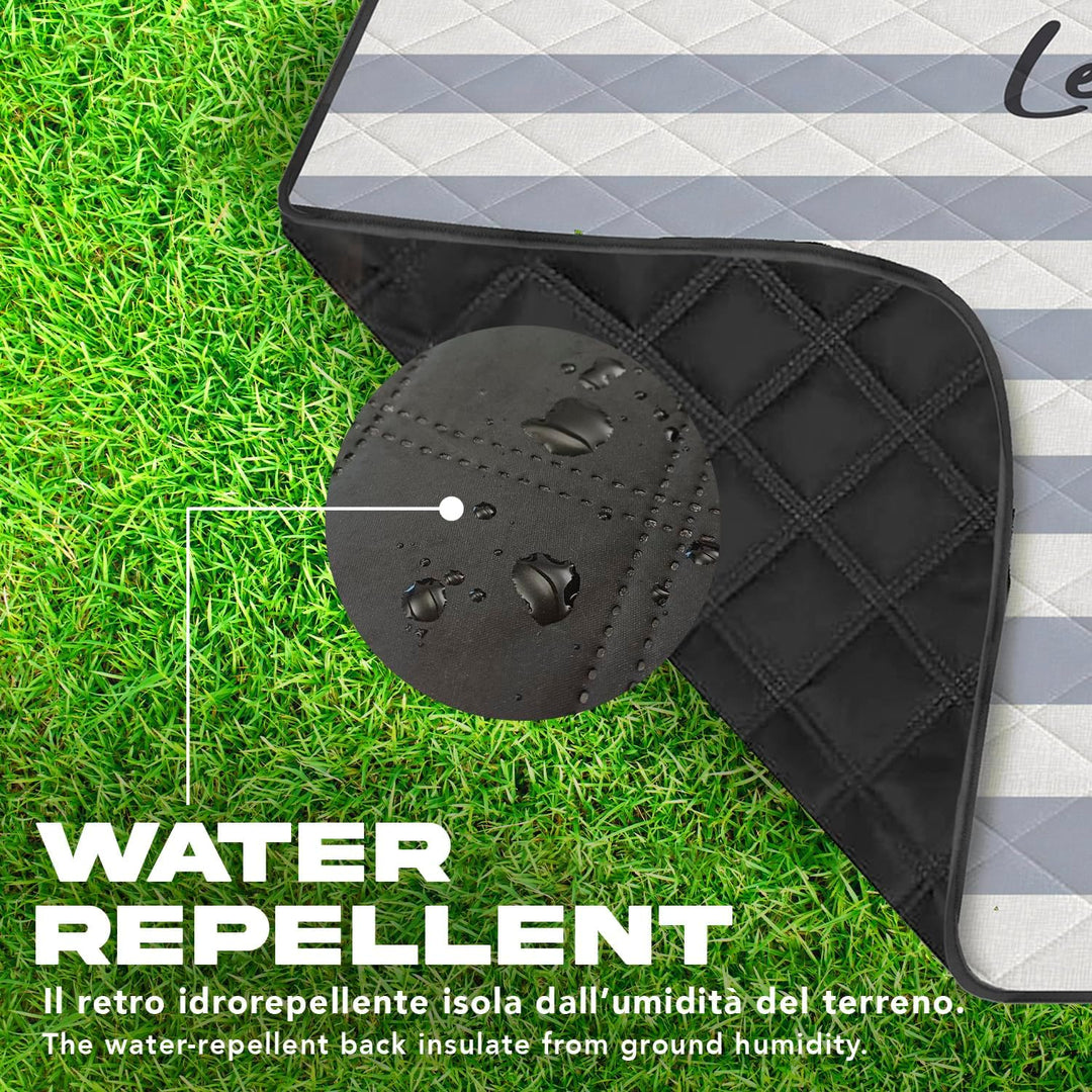 PERLETTI Picknickdecke Wasserdicht Faltbar Gross 200x200 - Outdoor Camping Decke mit Tragegurt - Str